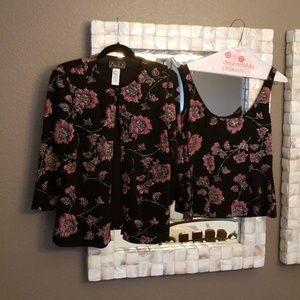 Metallic accented floral tanktop and jacket